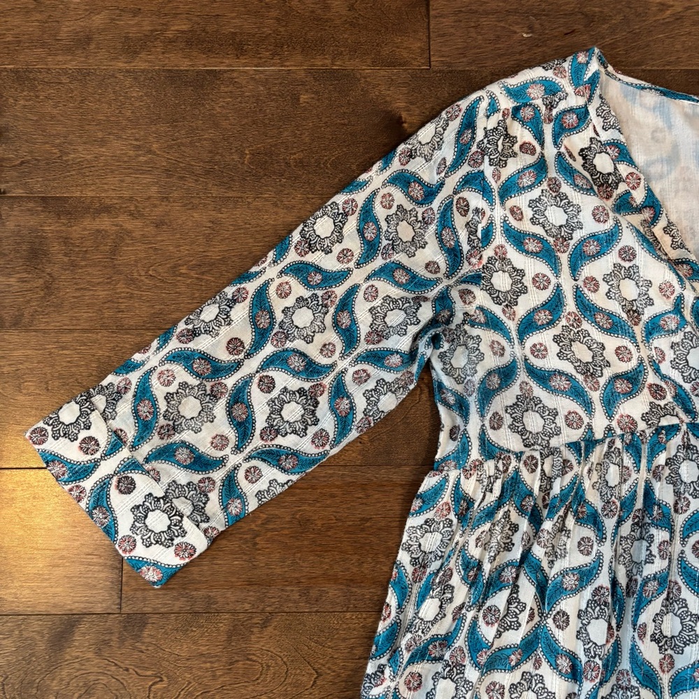 Roberta Roller Rabbit Elegant Blue Patterned Dres… - image 3